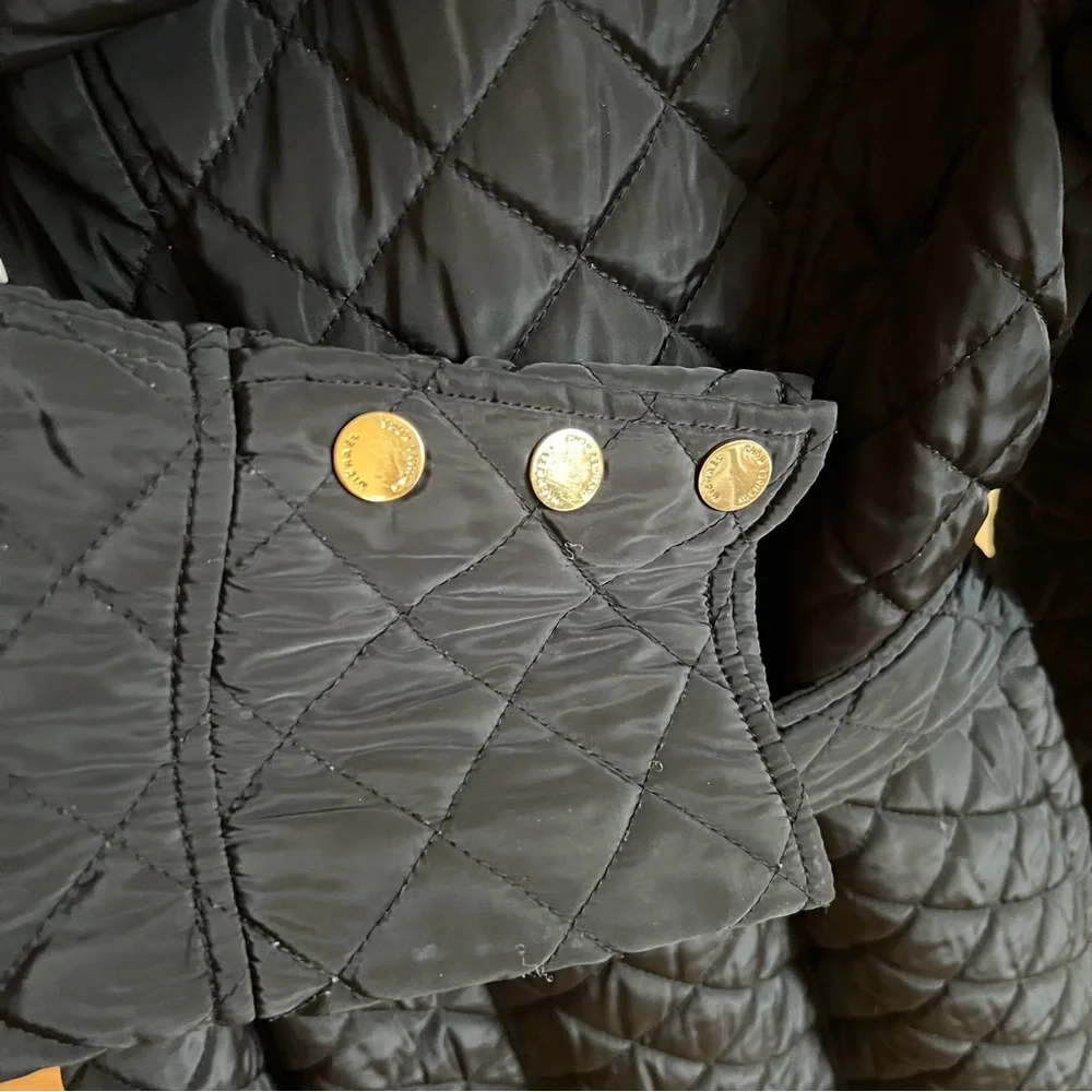 Michael Kors Women’s Quilted Belted Coat Black  size L
